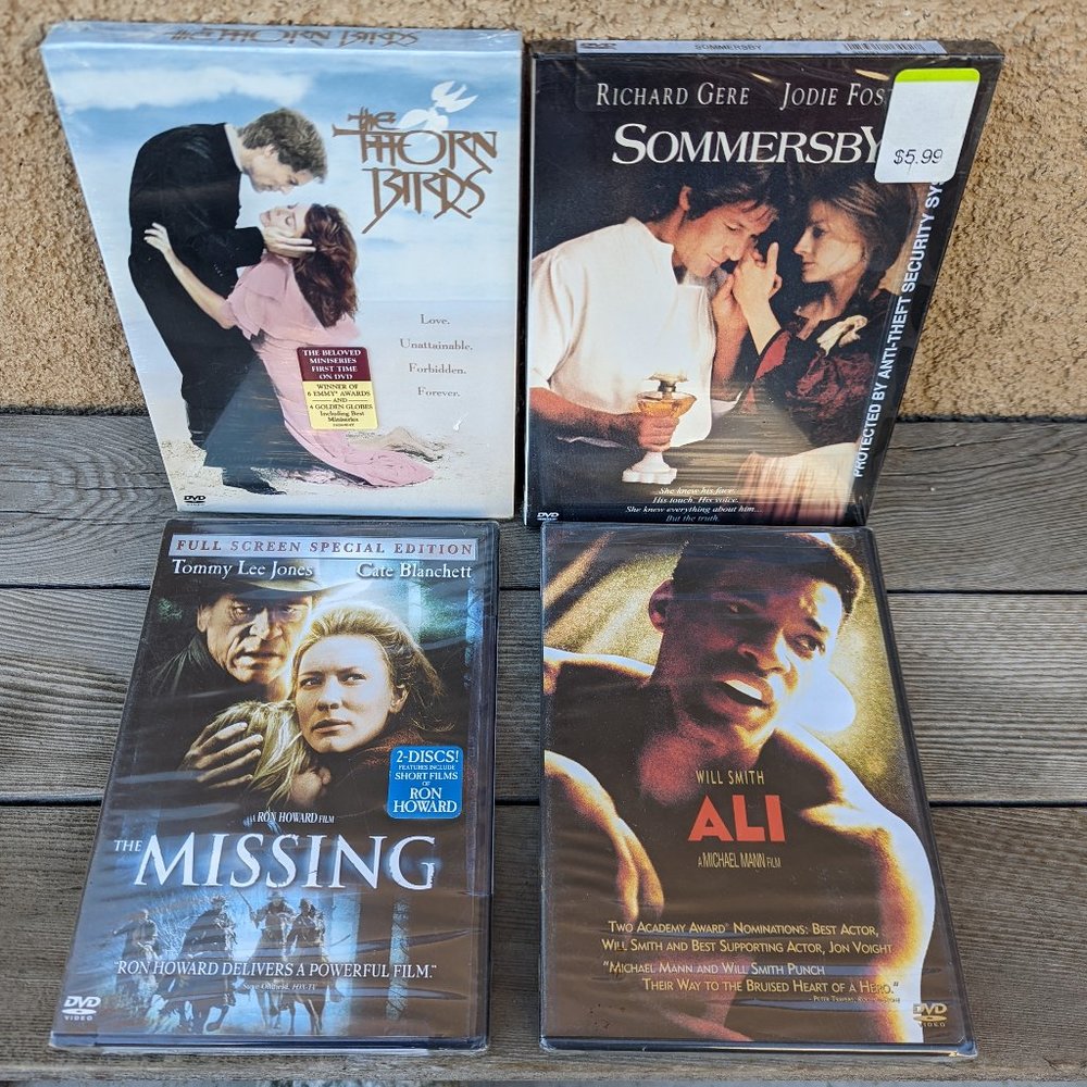 New Sealed DVD's Thorn Birds, Sommersby, Ali, The Missing